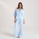 Modal Short Sleeve Pyjama Shirt - Blue Floral