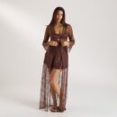 Mimi Lace Maxi Robe - Chocolate