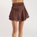 Mimi Satin Mini Skirt - Chocolate