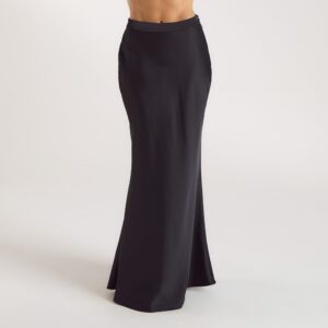 Mimi Satin Maxi Skirt - Black