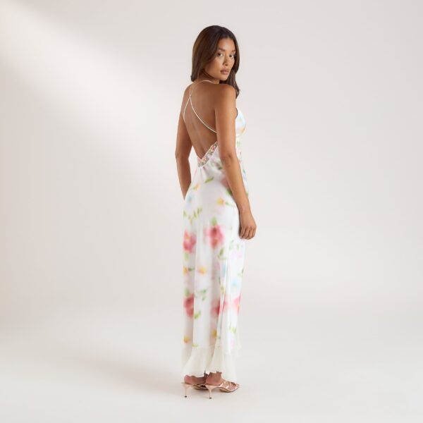 Aurora Printed Satin Maxi Dress - Floral Print - Image 2