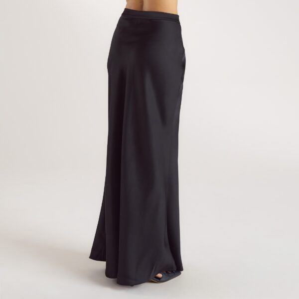 Mimi Satin Maxi Skirt - Black - Image 2