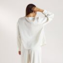 Mimi Long-Sleeved Satin Tie Shirt - Cream