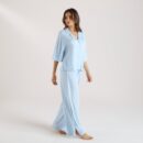 Modal Short Sleeve Pyjama Shirt - Blue Floral