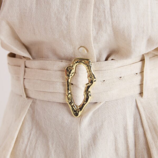 Belted Linen Playsuit - Cream - Image 4