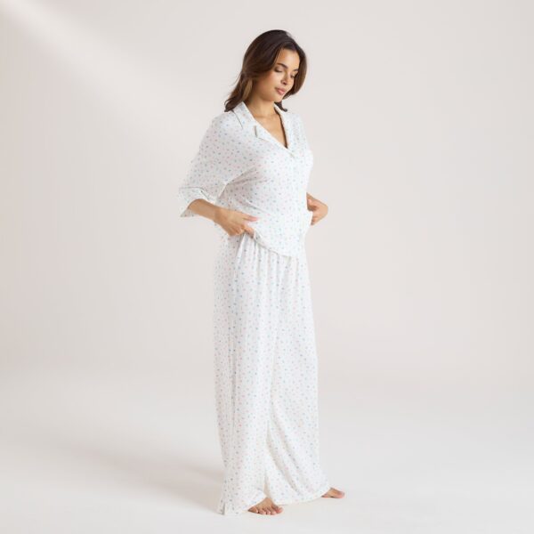 Modal Pyjama Bottoms - White Floral - Image 5