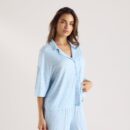 Modal Short Sleeve Pyjama Shirt - Blue Floral