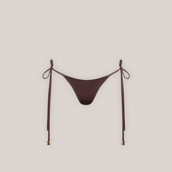 Reversible Tie Side Bikini Thong - Brown/Floral - Image 7